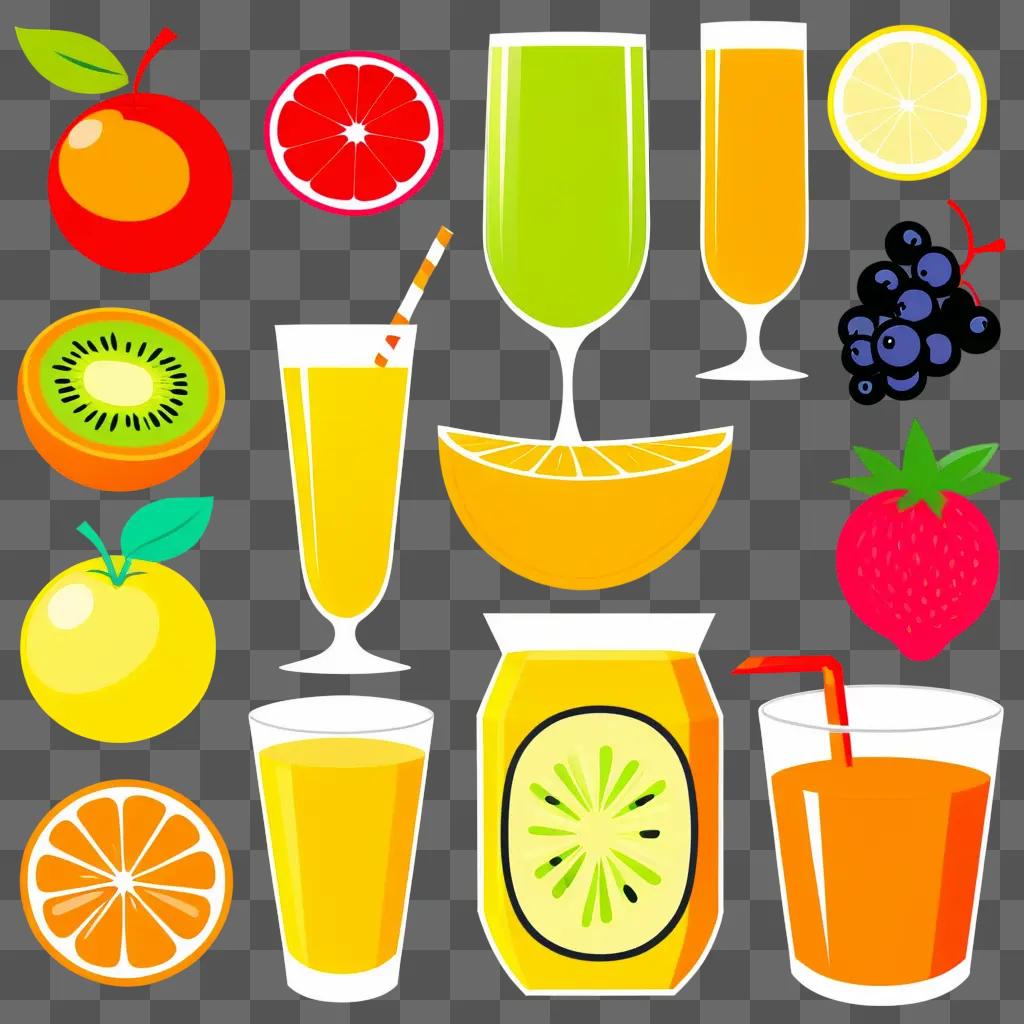 Juice in various shapes and sizes