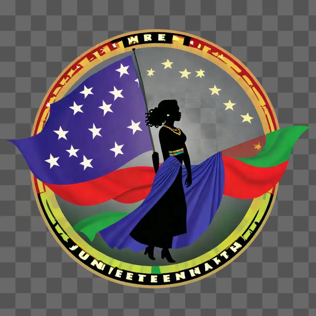 Juneteenth: African-American woman with flag