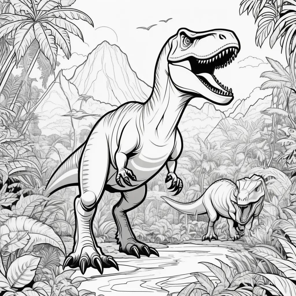 Jurassic Park Coloring Pages Featuring T-Rex and Baby Dinosaur