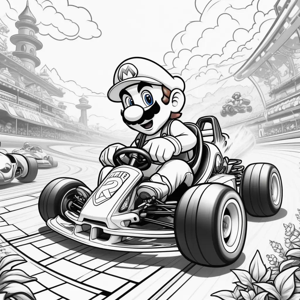 Kart racer coloring pages for kids