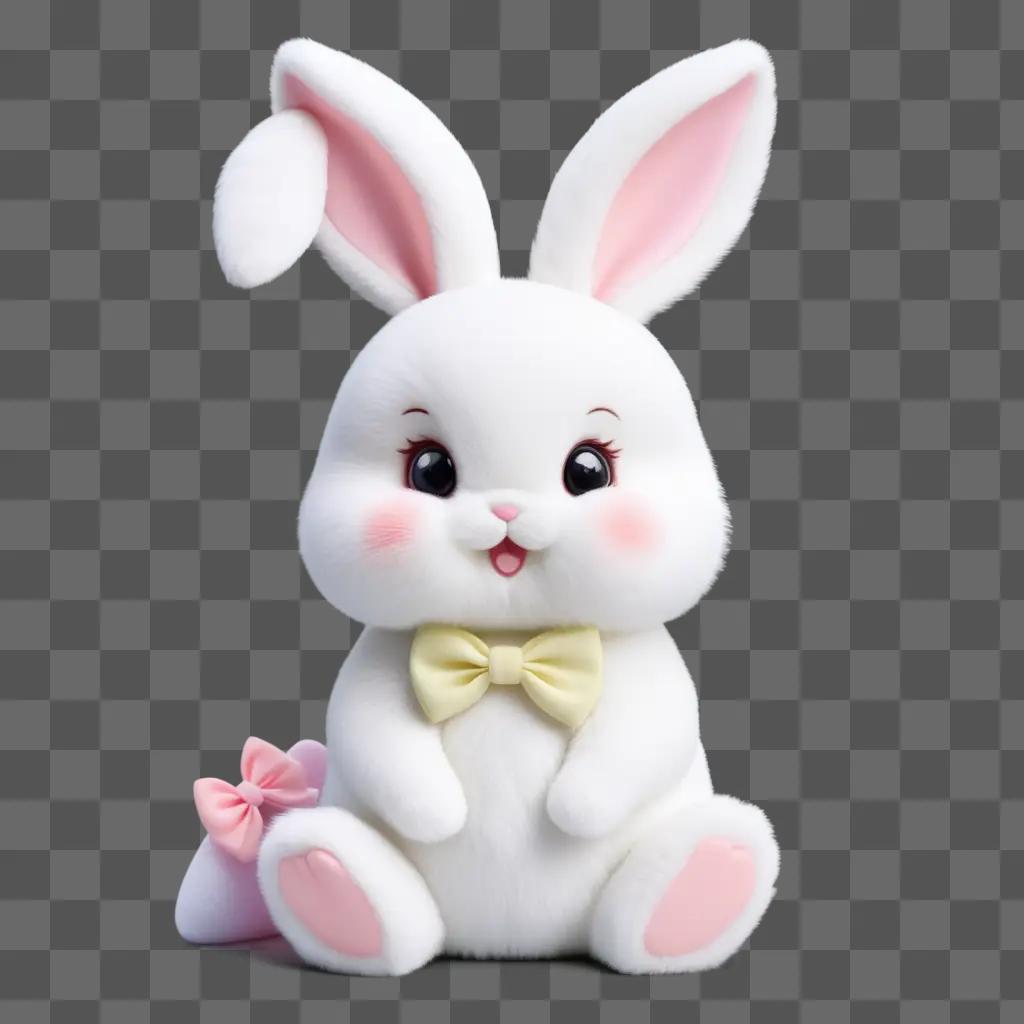 Kawaii bunny with pink bow and yellow bow