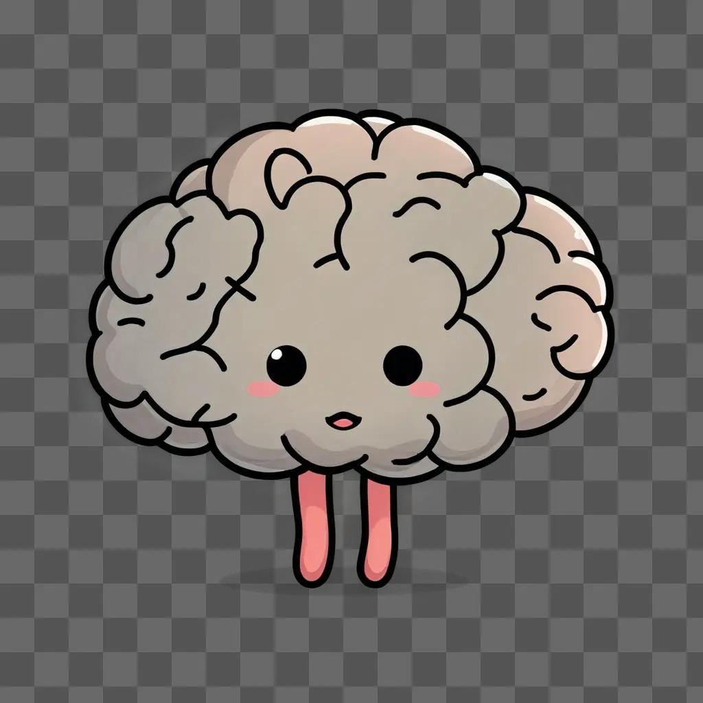 灰色の背景に描くカワイイかわいい脳