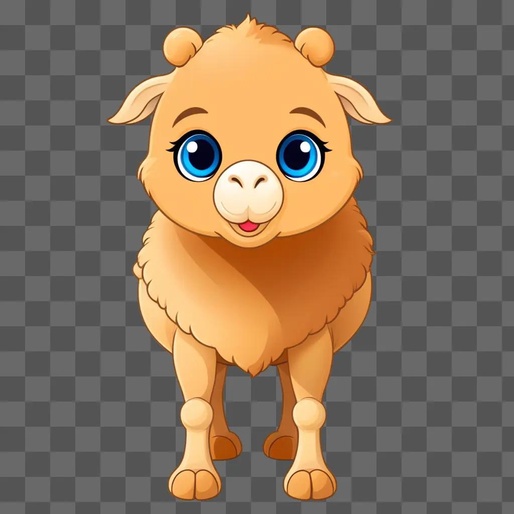 Kawaii cute camel drawing with big blue eyes