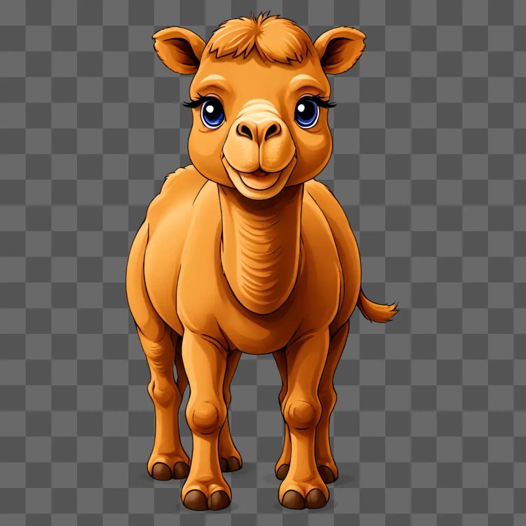 Kawaii cute camel drawing with blue eyes