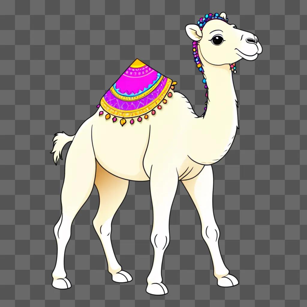 Kawaii cute camel drawing with colorful accessories