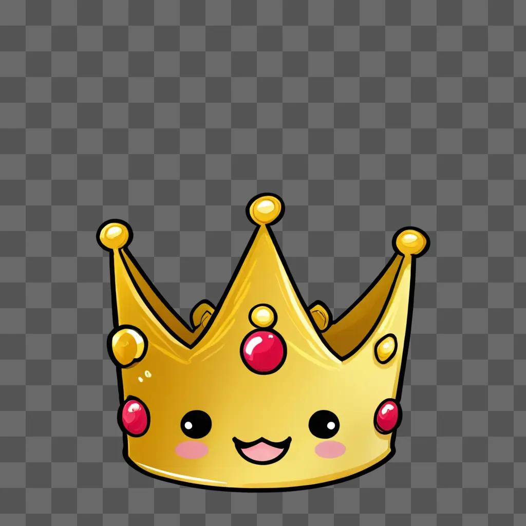 Kawaii cute crown drawing with red dots