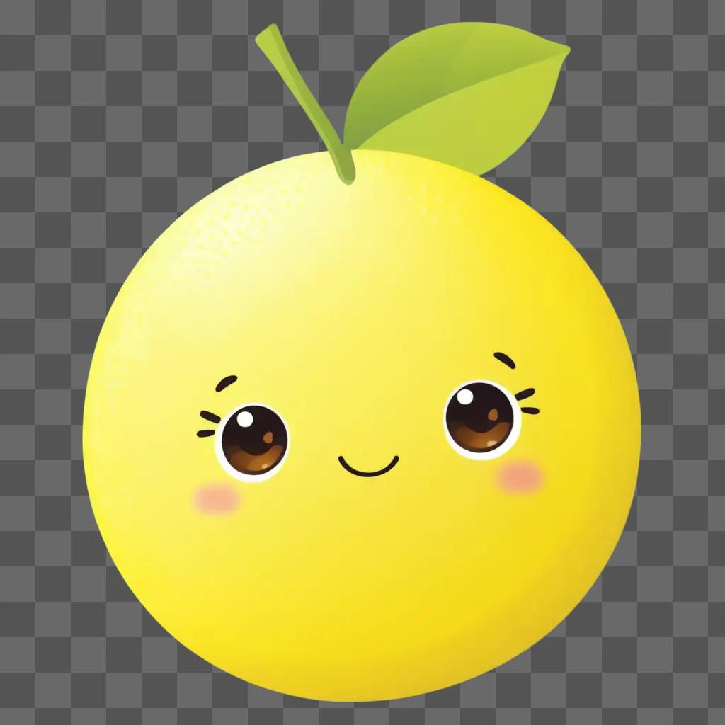 Kawaii cute drawing of a lemon with a smiling face