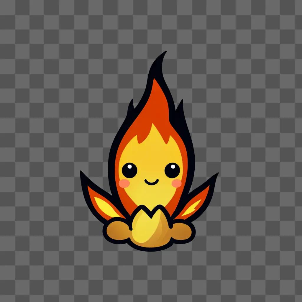 Kawaii cute fire drawing