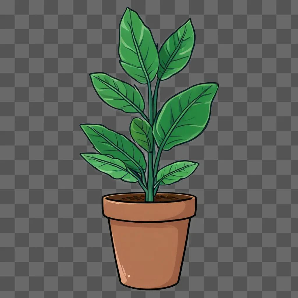 Kawaii cute plant drawing with green leaves