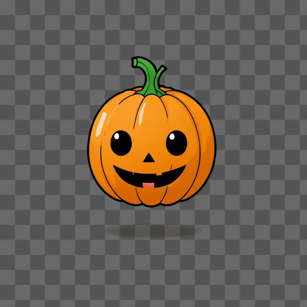 Kawaii cute pumpkin drawing on a brown background