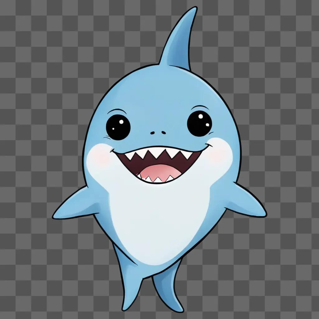 Kawaii cute shark drawing with big smile