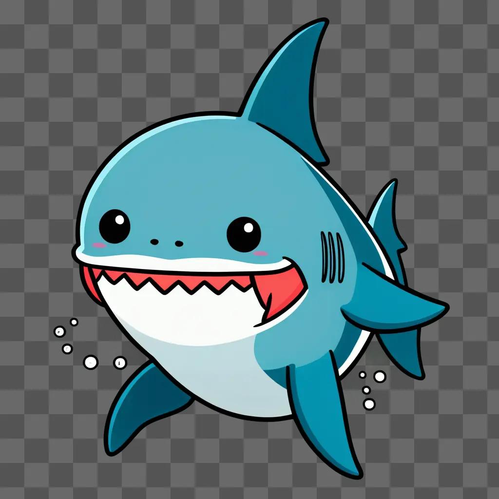 Kawaii cute shark drawing with mouth open