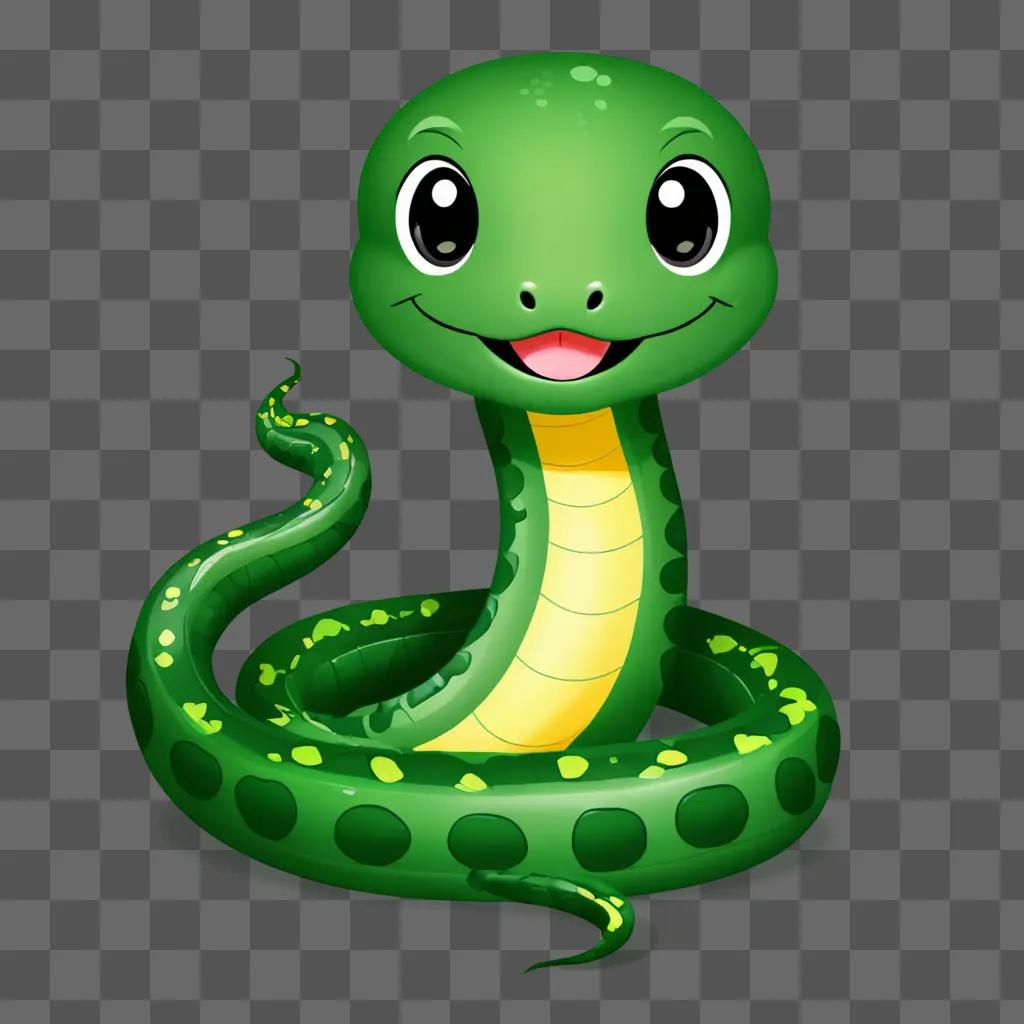 Kawaii cute snake drawing with green and yellow spots