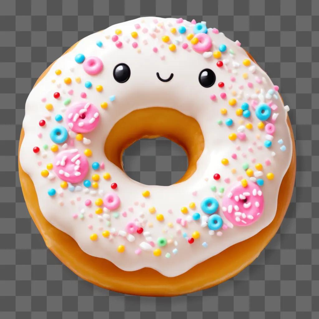 Kawaii donut with face and sprinkles