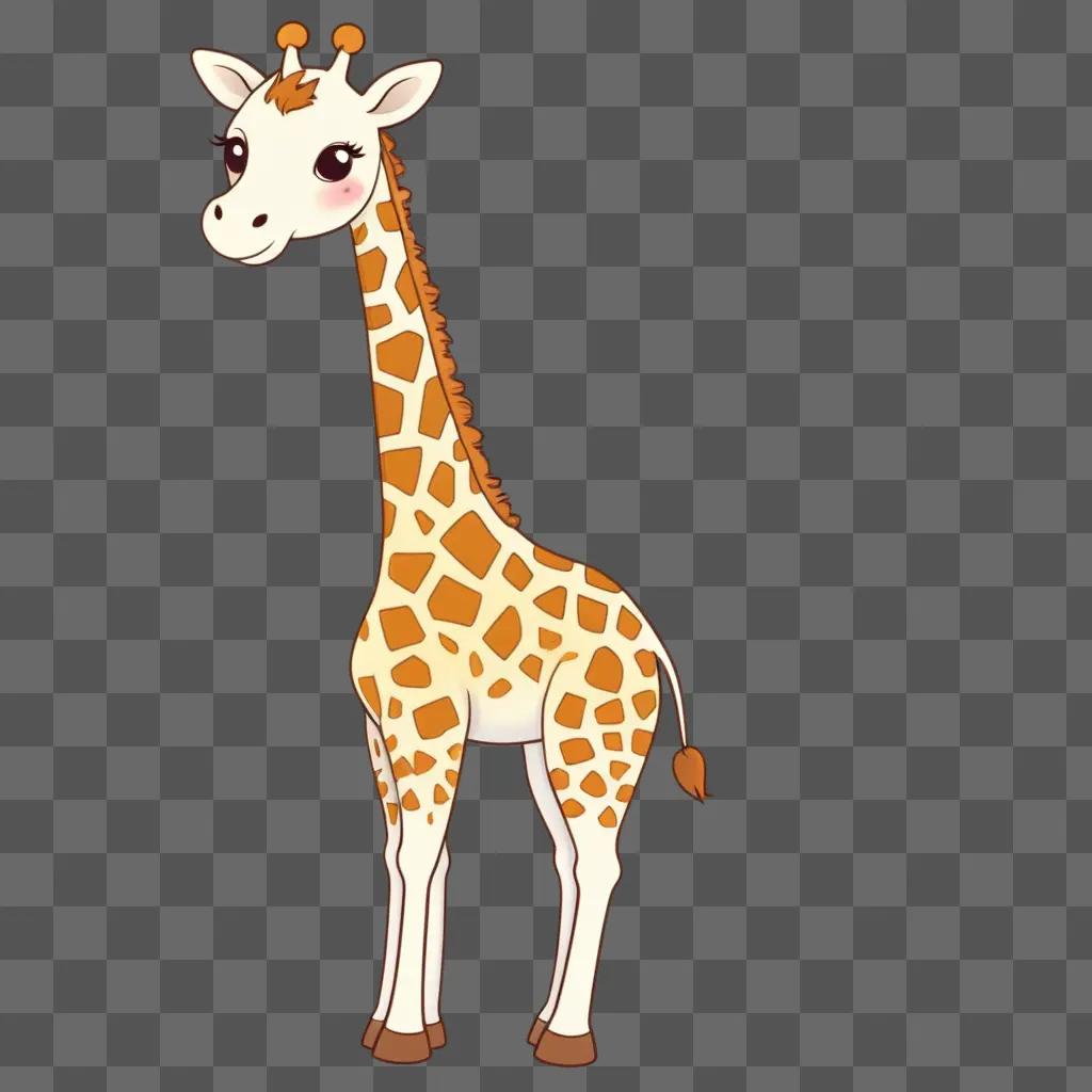 Kawaii giraffe drawing with cute facial features