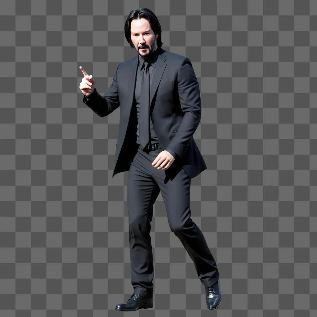 Keanu Reeves dressed in a suit and black shoes