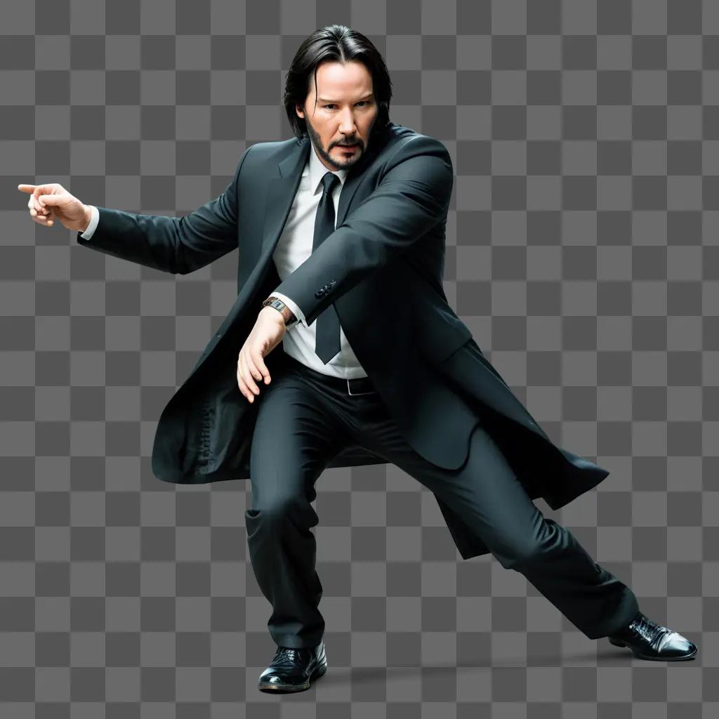 Keanu Reeves in black suit and tie