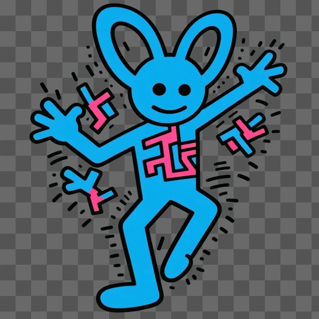 Keith Harings cartoon rabbit dances