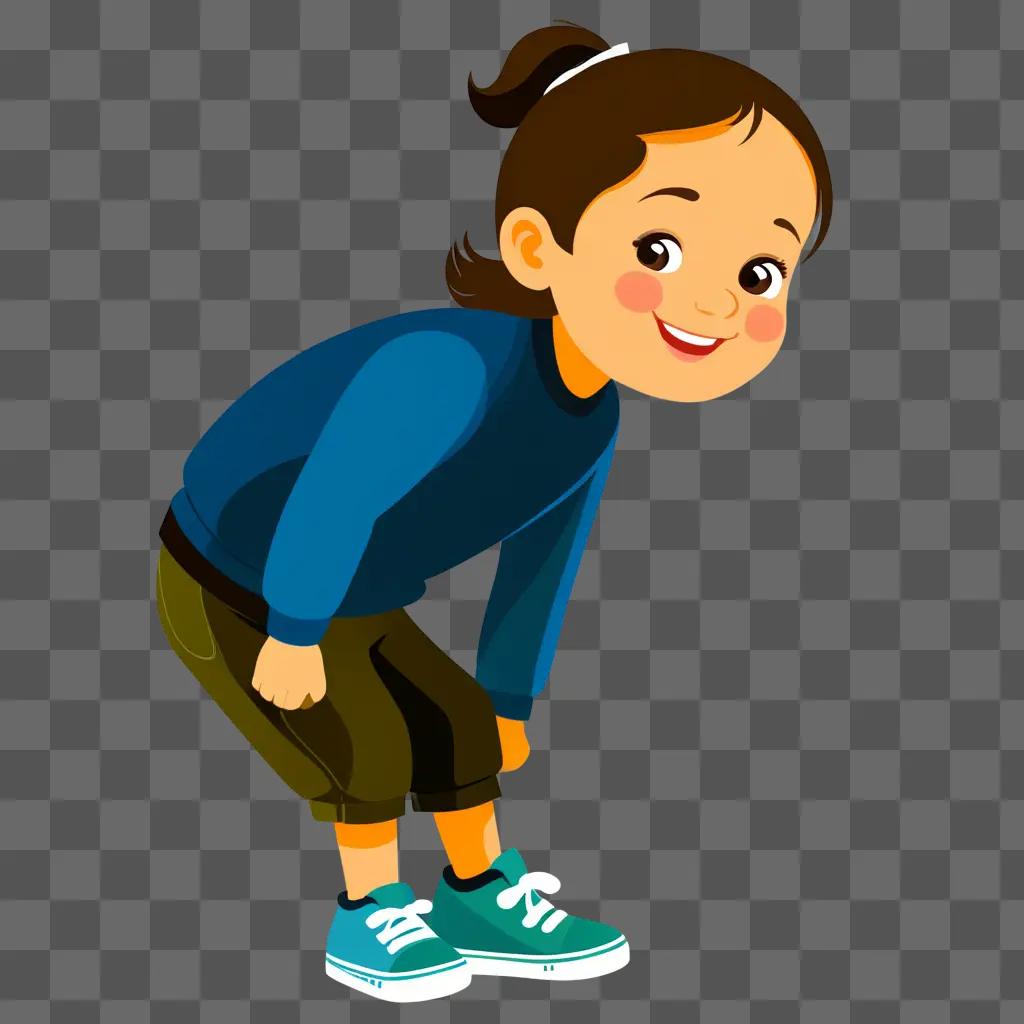 Kids Clipart: Little girl with sneakers