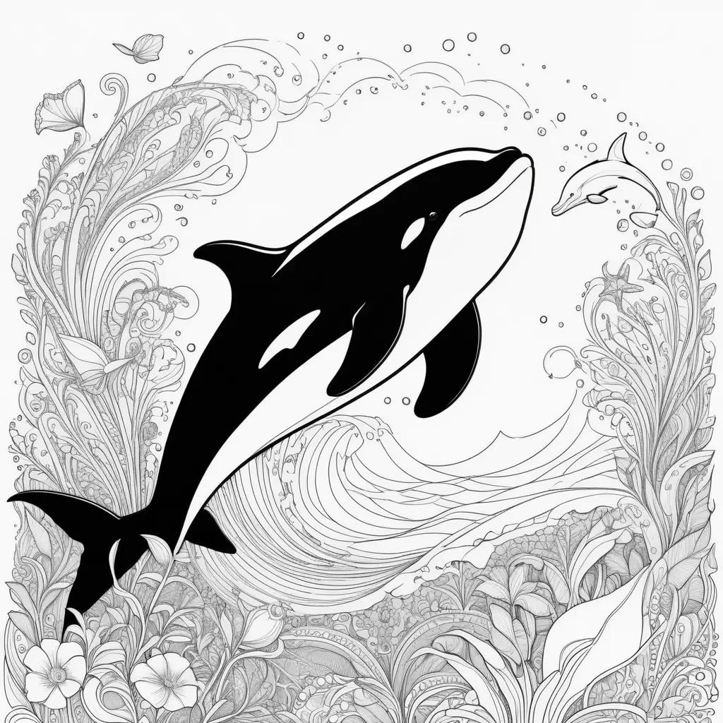 Killer Whale Coloring Page: Black and White