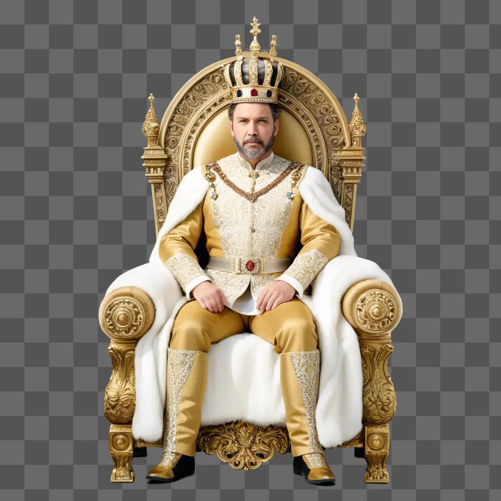 King sits on a gold chair