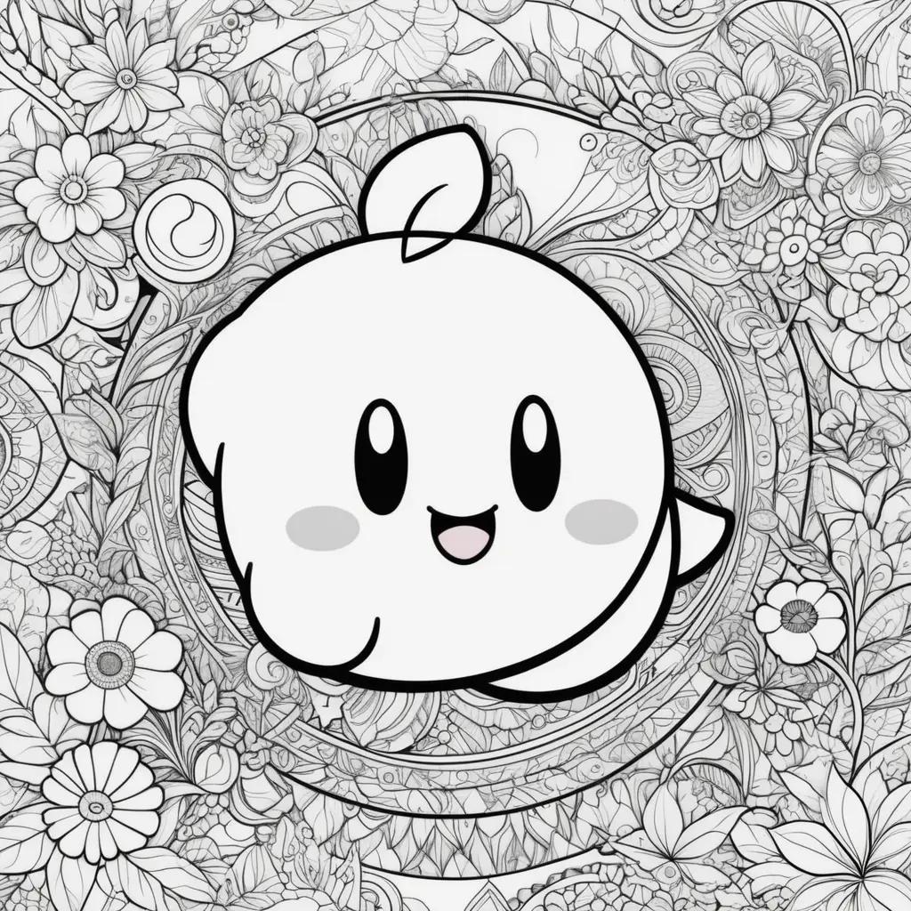 Kirby Coloring Pages With Colorful Flowers