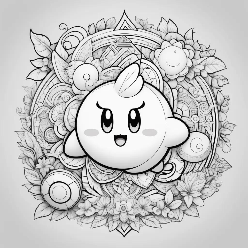 Kirby coloring pages with a black and white design