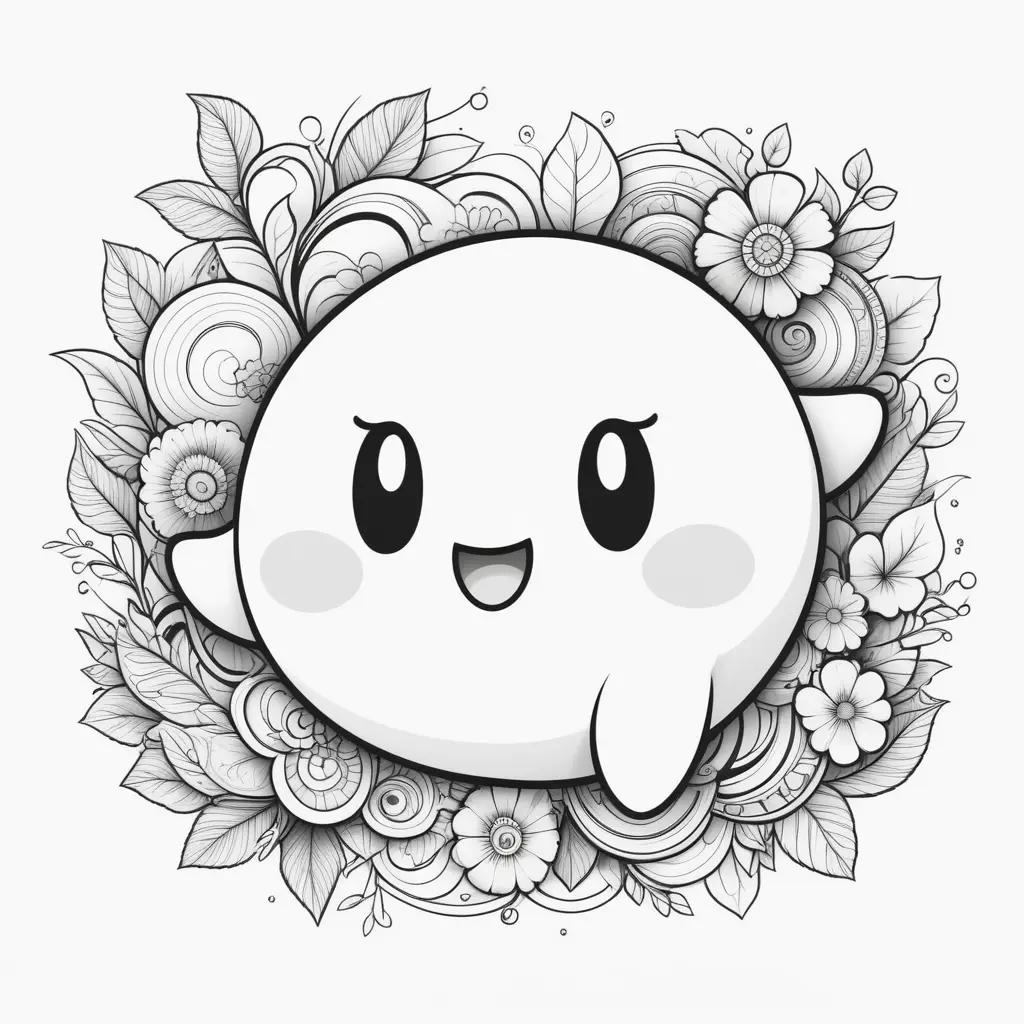 Kirby coloring pages with black and white design