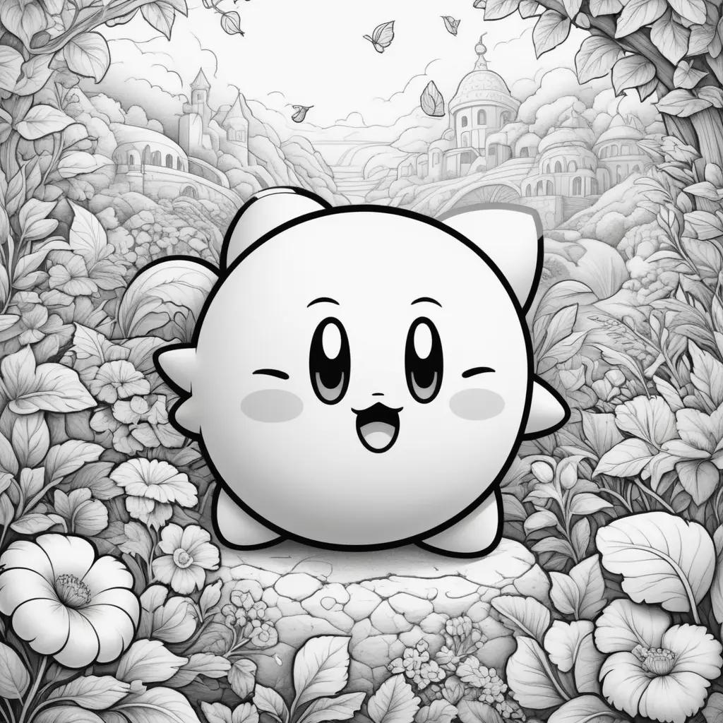 Kirby coloring pages with black and white illustrations