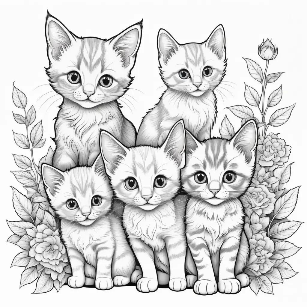 Kittens Coloring Pages: Black and White