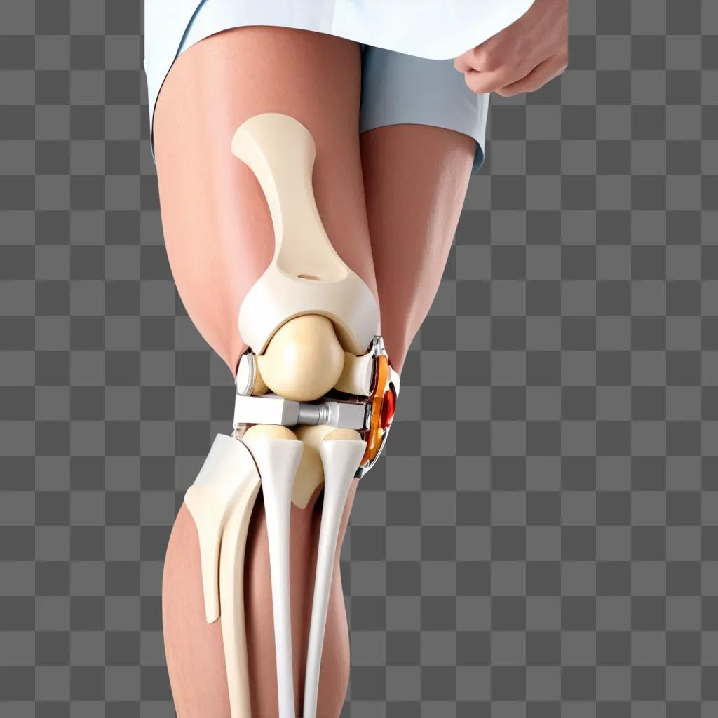 Knee replacement with artificial joint in the knee