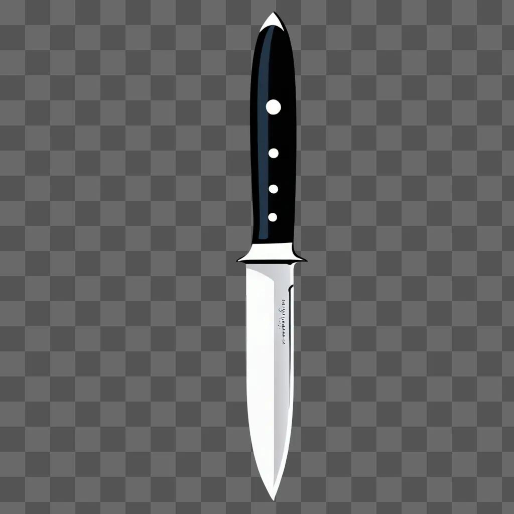 Knife drawing with black handle and white spots