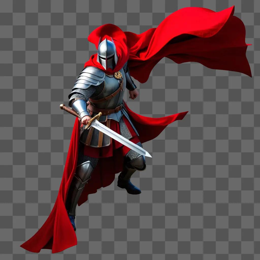 Knight with red cape and sword