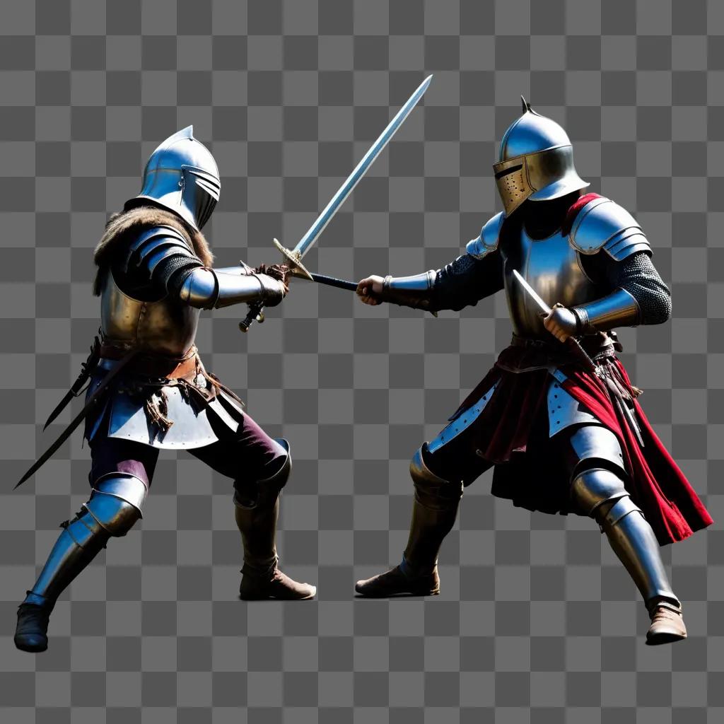 Knights fight in medieval battle scene