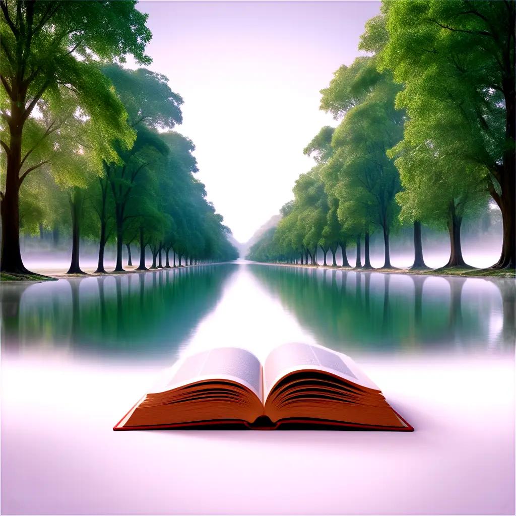 Knowledge book open on a peaceful scene