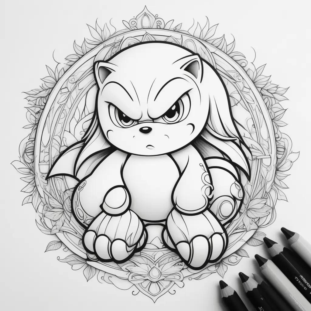 Knuckles Coloring Page - Cartoon Shiny Cat