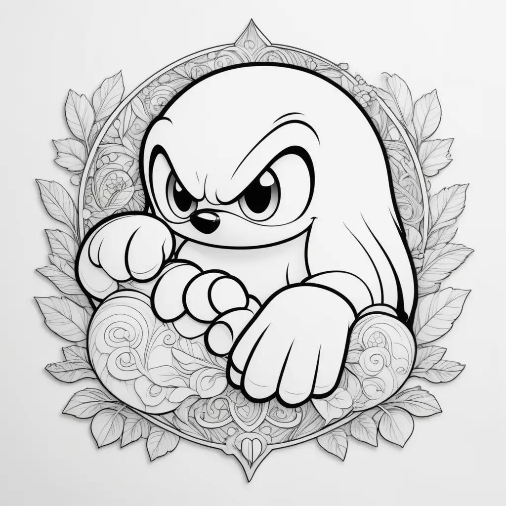 Knuckles Coloring Page: A Cartoon Character in a Circle