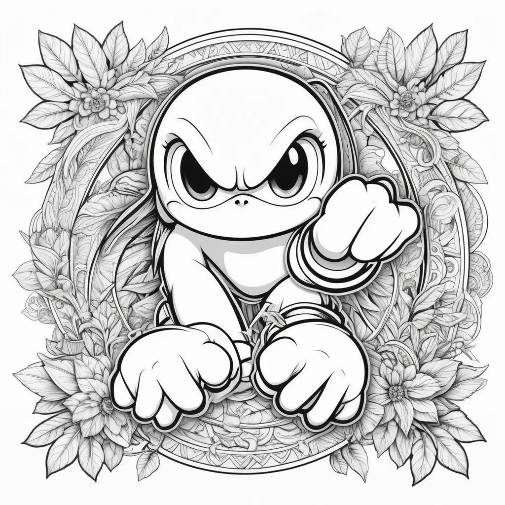 Knuckles Coloring Page: A cute cartoon cartoon with a black and white coloring page