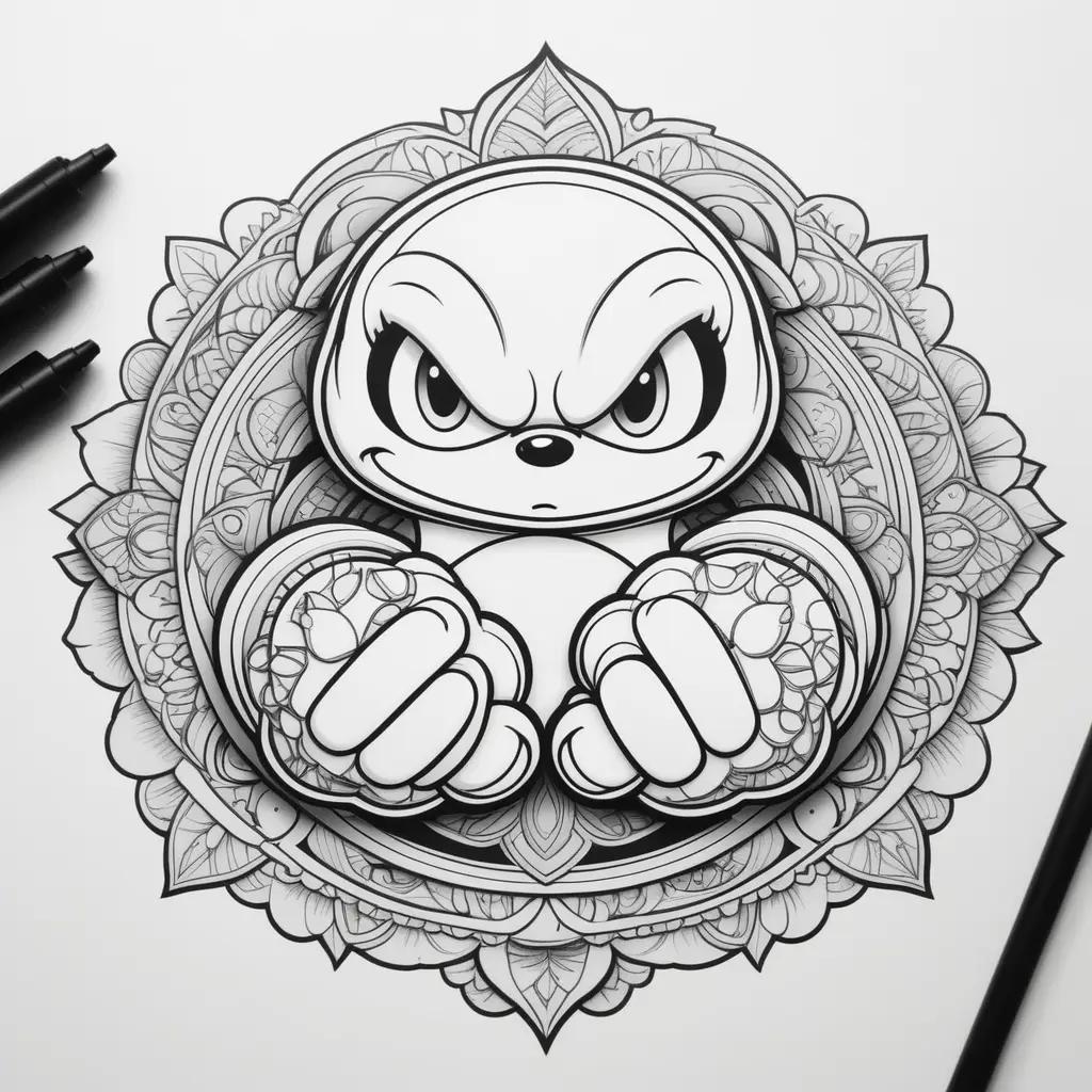 Knuckles Coloring Page: Cartoon cartoon character with cartoon eyes and cartoon mouth