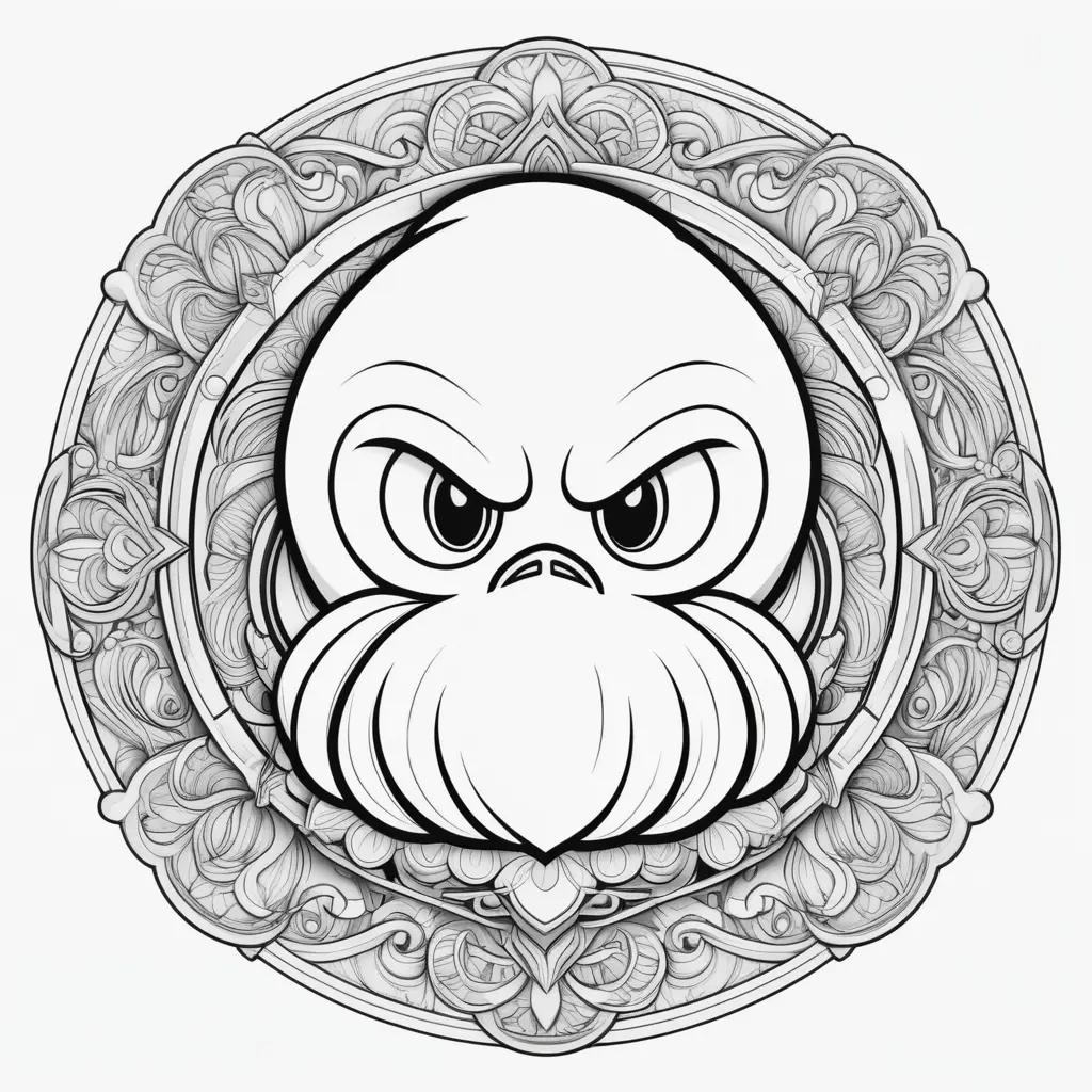 Knuckles Coloring Page: Cartoon character with a black and white design