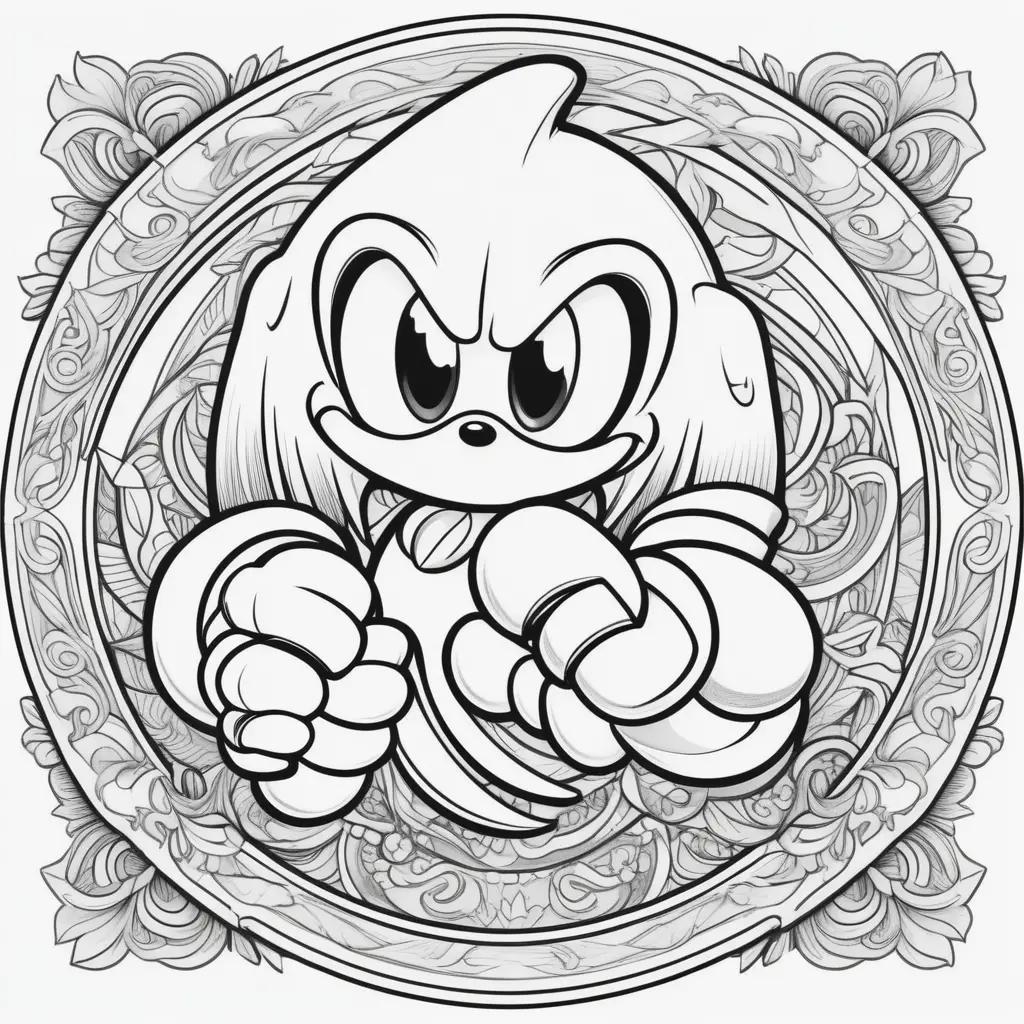 Knuckles Coloring Page with a Black and White Knuckles