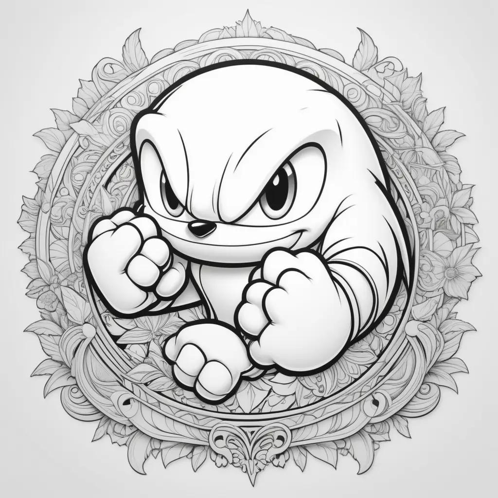 Knuckles Coloring Page with a cartoon illustration of a character