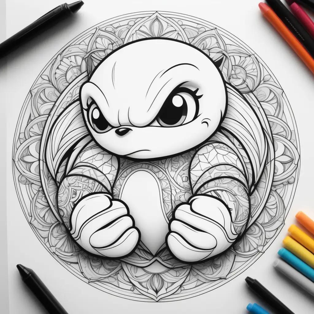 Knuckles Coloring Page with a variety of colors