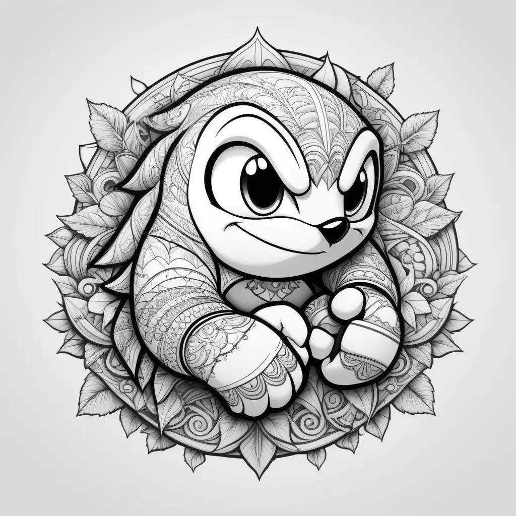 Knuckles Coloring Pages: A Cartoon Character in Black and White