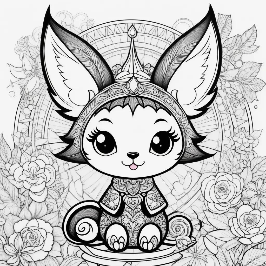 Kuromi coloring page features a cute rabbit with a crown