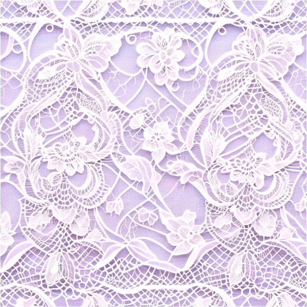 Lace texture on a purple background with white flowers