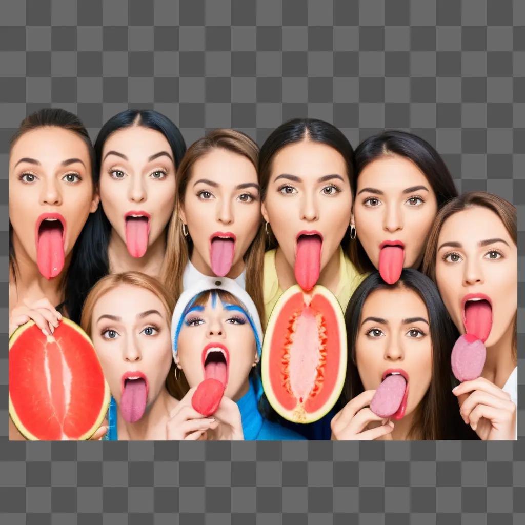 Ladies with tongues sticking out