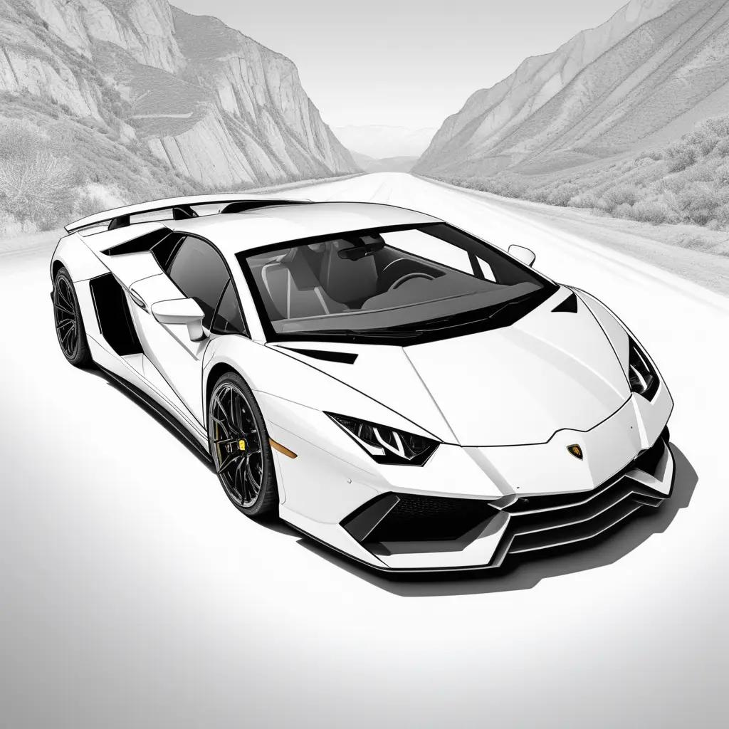 Lamborghini Huracan in black and white coloring pages