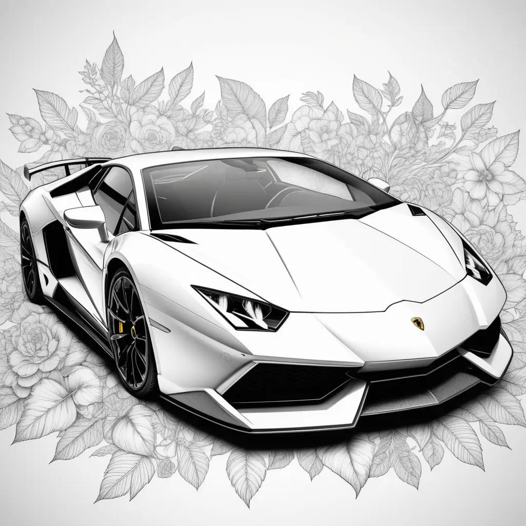 Lamborghini drawing in a coloring page