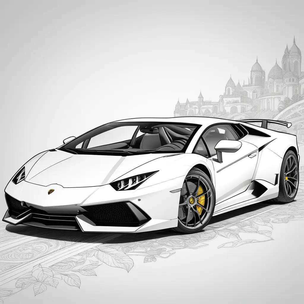 Lamborghini is shown on a drawing with coloring pages